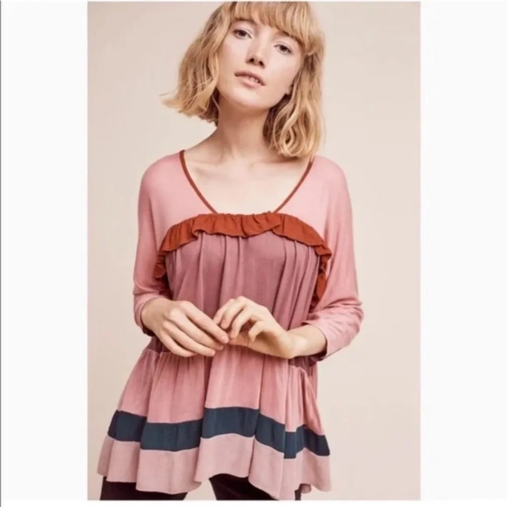 MEADOW RUE Anthro Colorblock Top - Picture 2 of 14